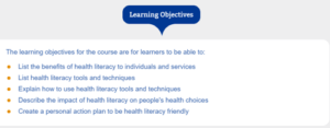 Health literacy_Learning Objectives