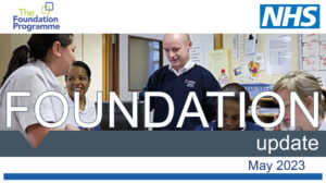 Foundation Update - May 2023, including a photo showing a team of healthcare professionals working together.
